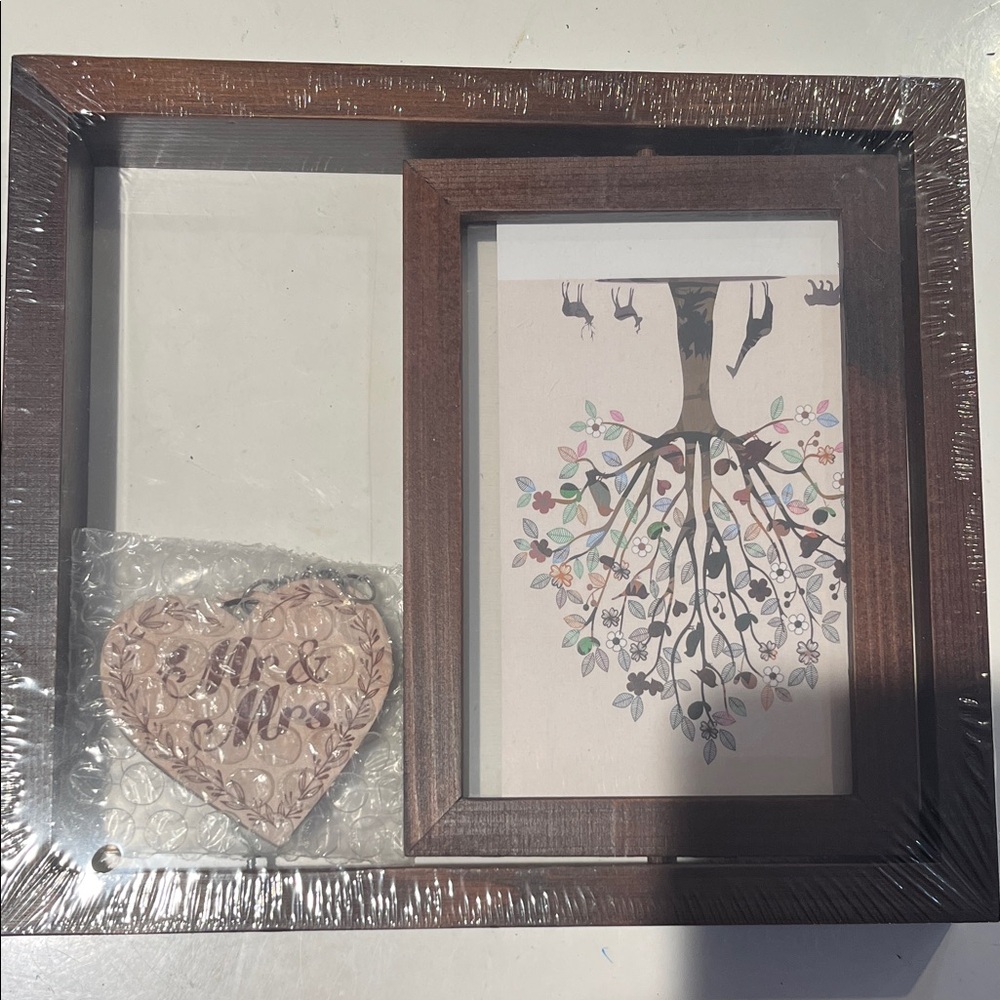 Brown Tree Design Photo Frame Mr & Mrs New